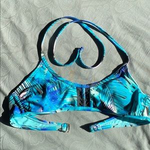 Blue Tropical Bathing Suit Top.